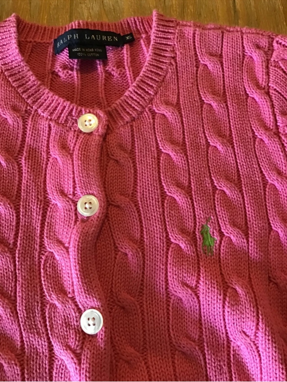 Ralph Lauren Hot Pink Cable Knit Cardigan  women XS. - Picture 2 of 3
